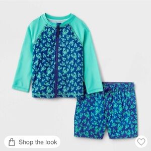 Roller Rabbit Teal & Navy Octopus Kids Swim Set
